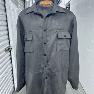 Studio Soft Gray Shirt Jacket 46R Microfiber Button Front Made In Moldova